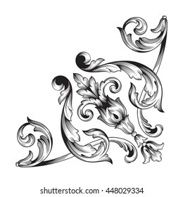 Vintage baroque ornament. Retro pattern antique style acanthus. Decorative design element filigree calligraphy