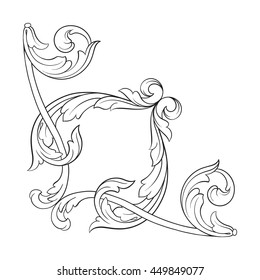 Vintage baroque ornament. Retro pattern antique style acanthus. Decorative design element filigree calligraphy