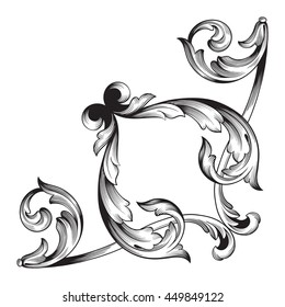 Vintage baroque ornament. Retro pattern antique style acanthus. Decorative design element filigree calligraphy