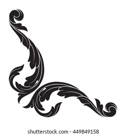 Vintage baroque ornament. Retro pattern antique style acanthus. Decorative design element filigree calligraphy