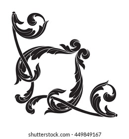 Vintage baroque ornament. Retro pattern antique style acanthus. Decorative design element filigree calligraphy
