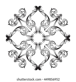 Vintage baroque ornament. Retro pattern antique style acanthus. Decorative design element filigree calligraphy.