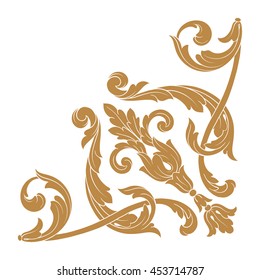 Vintage baroque ornament. Retro pattern antique style acanthus. Decorative design element filigree calligraphy.