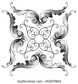 Vintage baroque ornament. Retro pattern antique style acanthus. Decorative design element filigree calligraphy.