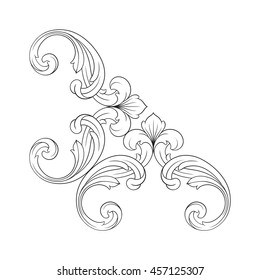 Vintage baroque ornament. Retro pattern antique style acanthus. Decorative design element filigree calligraphy.
