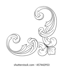 Vintage baroque ornament. Retro pattern antique style acanthus. Decorative design element filigree calligraphy.
