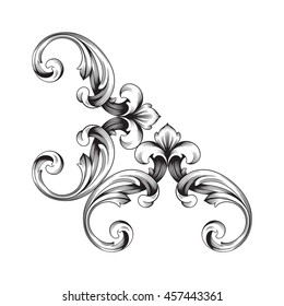 Vintage baroque ornament. Retro pattern antique style acanthus. Decorative design element filigree calligraphy.
