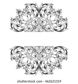 Vintage baroque ornament. Retro pattern antique style acanthus. Decorative design element filigree calligraphy.