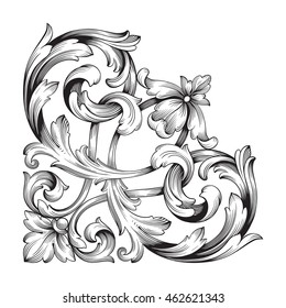 Vintage baroque ornament. Retro pattern antique style acanthus. Decorative design element filigree calligraphy.