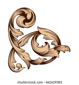 Vintage baroque ornament. Retro pattern antique style acanthus. Decorative design element filigree calligraphy.