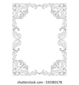 VIntage baroque ornament retro pattern antique style acanthus. Decorative design element filigree calligraphy vector. You can use for wedding decoration of greeting card and laser cutting.