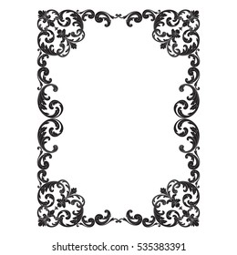 VIntage baroque ornament retro pattern antique style acanthus. Decorative design element filigree calligraphy vector. You can use for wedding decoration of greeting card and laser cutting.