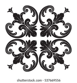VIntage baroque ornament retro pattern antique style acanthus. Decorative design element filigree calligraphy vector. You can use for wedding decoration of greeting card and laser cutting.