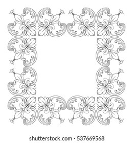 VIntage baroque ornament retro pattern antique style acanthus. Decorative design element filigree calligraphy vector. You can use for wedding decoration of greeting card and laser cutting.