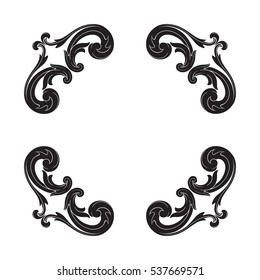 VIntage baroque ornament retro pattern antique style acanthus. Decorative design element filigree calligraphy vector. You can use for wedding decoration of greeting card and laser cutting.