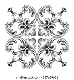 VIntage baroque ornament retro pattern antique style acanthus. Decorative design element filigree calligraphy vector. You can use for wedding decoration of greeting card and laser cutting.