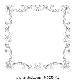 VIntage baroque ornament retro pattern antique style acanthus. Decorative design element filigree calligraphy vector. You can use for wedding decoration of greeting card and laser cutting.
