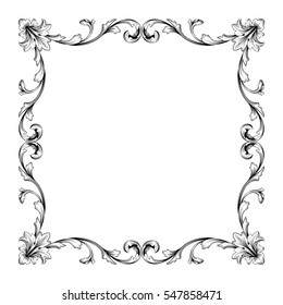 VIntage baroque ornament retro pattern antique style acanthus. Decorative design element filigree calligraphy vector. You can use for wedding decoration of greeting card and laser cutting.
