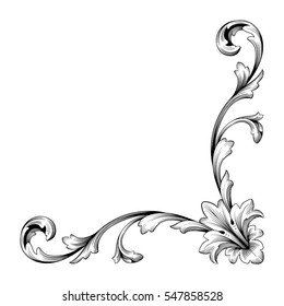 VIntage baroque ornament retro pattern antique style acanthus. Decorative design element filigree calligraphy vector. You can use for wedding decoration of greeting card and laser cutting.