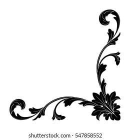 VIntage baroque ornament retro pattern antique style acanthus. Decorative design element filigree calligraphy vector. You can use for wedding decoration of greeting card and laser cutting.