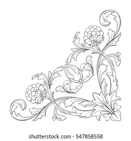VIntage baroque ornament retro pattern antique style acanthus. Decorative design element filigree calligraphy vector. You can use for wedding decoration of greeting card and laser cutting.