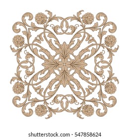 VIntage baroque ornament retro pattern antique style acanthus. Decorative design element filigree calligraphy vector. You can use for wedding decoration of greeting card and laser cutting.