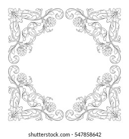VIntage baroque ornament retro pattern antique style acanthus. Decorative design element filigree calligraphy vector. You can use for wedding decoration of greeting card and laser cutting.
