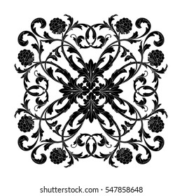 VIntage baroque ornament retro pattern antique style acanthus. Decorative design element filigree calligraphy vector. You can use for wedding decoration of greeting card and laser cutting.