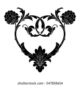 VIntage baroque ornament retro pattern antique style acanthus. Decorative design element filigree calligraphy vector. You can use for wedding decoration of greeting card and laser cutting.