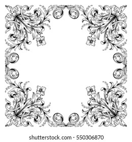 VIntage baroque ornament retro pattern antique style acanthus. Decorative design element filigree calligraphy vector. You can use for wedding decoration of greeting card and laser cutting.