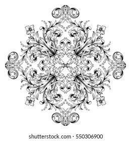 VIntage baroque ornament retro pattern antique style acanthus. Decorative design element filigree calligraphy vector. You can use for wedding decoration of greeting card and laser cutting.