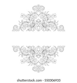 VIntage baroque ornament retro pattern antique style acanthus. Decorative design element filigree calligraphy vector. You can use for wedding decoration of greeting card and laser cutting.