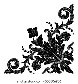 El estilo barroco de antaño de estilo Art. Vector de caligrafía de filigree de elemento de diseño decorativo. Puedes usar para la decoración de bodas de tarjetas de felicitación y corte láser.