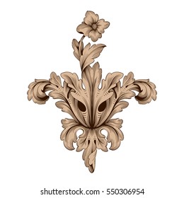 VIntage baroque ornament retro pattern antique style acanthus. Decorative design element filigree calligraphy vector. You can use for wedding decoration of greeting card and laser cutting.