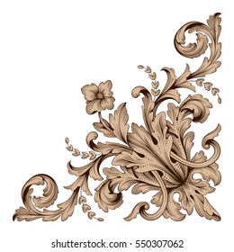 VIntage baroque ornament retro pattern antique style acanthus. Decorative design element filigree calligraphy vector. You can use for wedding decoration of greeting card and laser cutting.