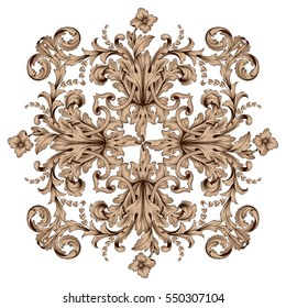 VIntage baroque ornament retro pattern antique style acanthus. Decorative design element filigree calligraphy vector. You can use for wedding decoration of greeting card and laser cutting.
