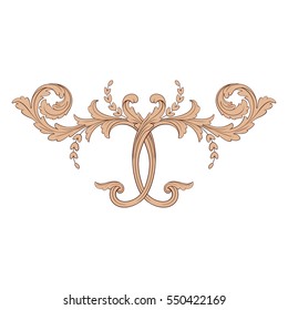 VIntage baroque ornament retro pattern antique style acanthus. Decorative design element filigree calligraphy vector. You can use for wedding decoration of greeting card and laser cutting.