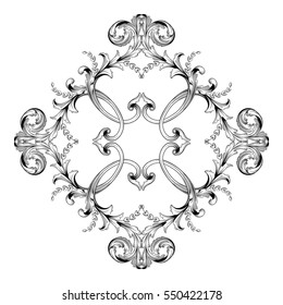 VIntage baroque ornament retro pattern antique style acanthus. Decorative design element filigree calligraphy vector. You can use for wedding decoration of greeting card and laser cutting.