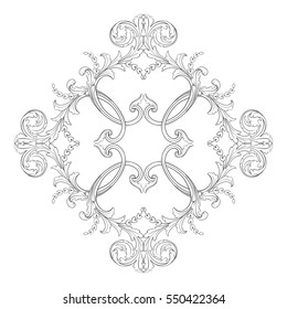 VIntage baroque ornament retro pattern antique style acanthus. Decorative design element filigree calligraphy vector. You can use for wedding decoration of greeting card and laser cutting.