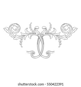 VIntage baroque ornament retro pattern antique style acanthus. Decorative design element filigree calligraphy vector. You can use for wedding decoration of greeting card and laser cutting.