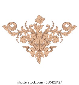 VIntage baroque ornament retro pattern antique style acanthus. Decorative design element filigree calligraphy vector. You can use for wedding decoration of greeting card and laser cutting.