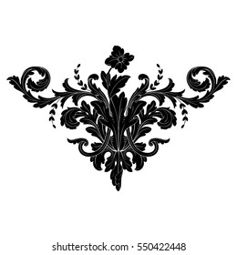 VIntage baroque ornament retro pattern antique style acanthus. Decorative design element filigree calligraphy vector. You can use for wedding decoration of greeting card and laser cutting.