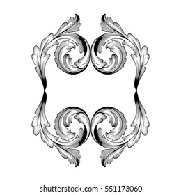 VIntage baroque ornament retro pattern antique style acanthus. Decorative design element filigree calligraphy vector. You can use for wedding decoration of greeting card and laser cutting.