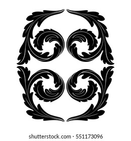 VIntage baroque ornament retro pattern antique style acanthus. Decorative design element filigree calligraphy vector. You can use for wedding decoration of greeting card and laser cutting.