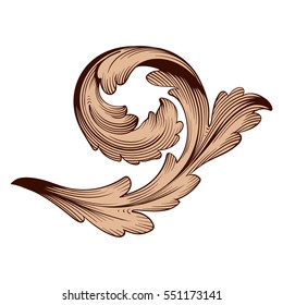 VIntage baroque ornament retro pattern antique style acanthus. Decorative design element filigree calligraphy vector. You can use for wedding decoration of greeting card and laser cutting.