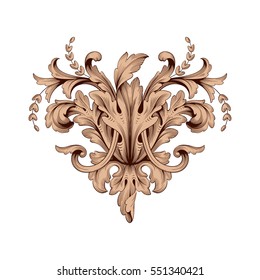 VIntage baroque ornament retro pattern antique style acanthus. Decorative design element filigree calligraphy vector. You can use for wedding decoration of greeting card and laser cutting.