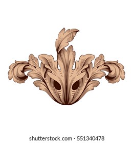 VIntage baroque ornament retro pattern antique style acanthus. Decorative design element filigree calligraphy vector. You can use for wedding decoration of greeting card and laser cutting.