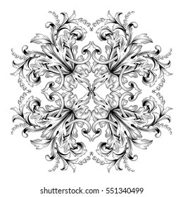 VIntage baroque ornament retro pattern antique style acanthus. Decorative design element filigree calligraphy vector. You can use for wedding decoration of greeting card and laser cutting.