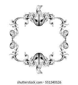VIntage baroque ornament retro pattern antique style acanthus. Decorative design element filigree calligraphy vector. You can use for wedding decoration of greeting card and laser cutting.