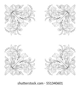 VIntage baroque ornament retro pattern antique style acanthus. Decorative design element filigree calligraphy vector. You can use for wedding decoration of greeting card and laser cutting.